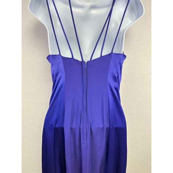 L.A. GLO‎ Vintage Purple Halter Neck Rhinestone Strappy Formal Evening Gown - Picture 10 of 10